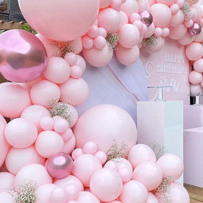 Set 16 Baloane din Latex Metalizate, ANGELBEAR, Model Party, 30 cm, Alb, Roz, Roz Chrome, Transparent Confetti 2.8 g