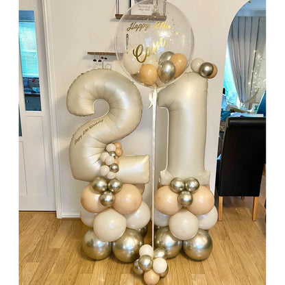 Set 16 Baloane din Latex Metalizate, ANGELBEAR, Model Party, 30 cm, Auriu, Bej Inchis si Deschis, 2.8 g