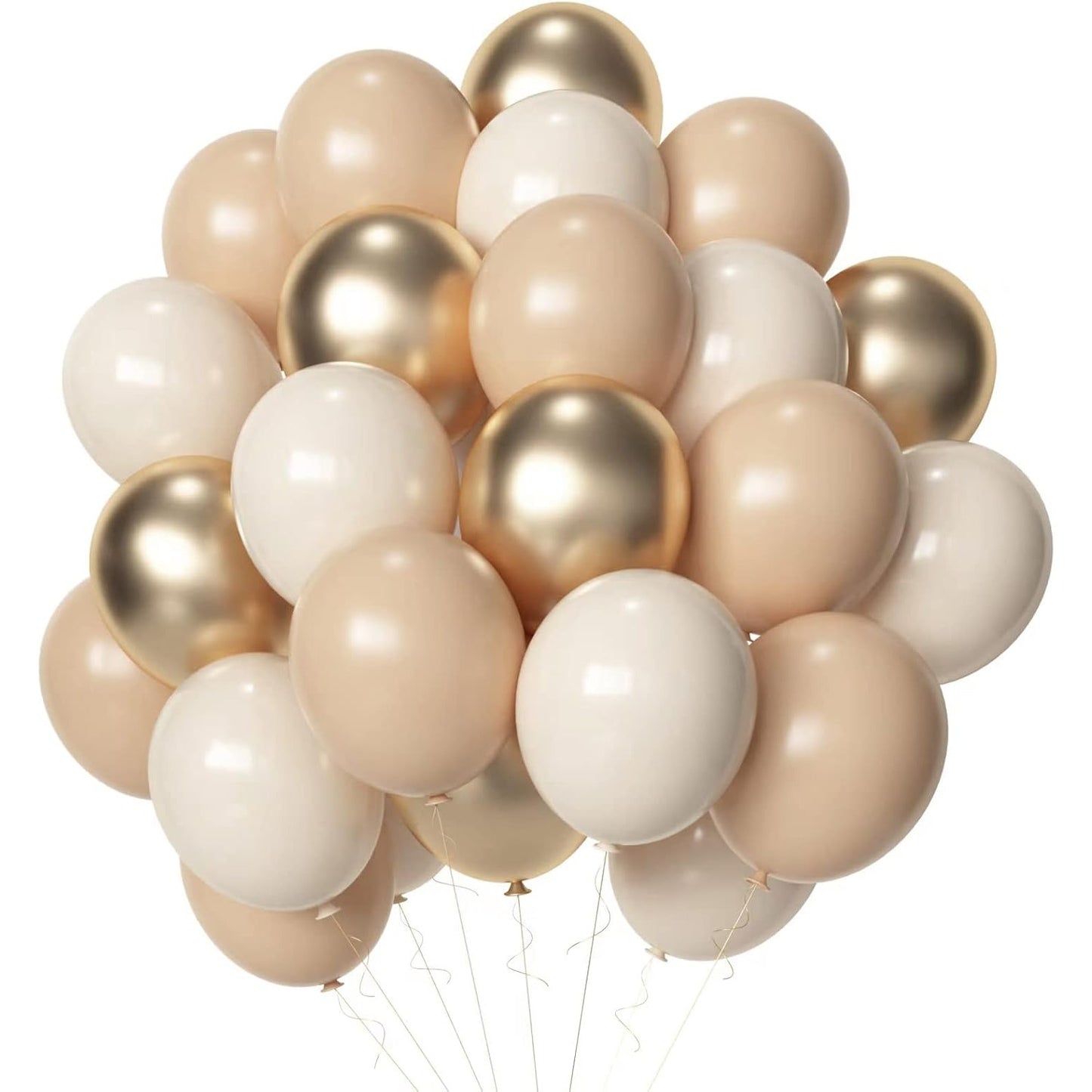 Set 16 Baloane din Latex Metalizate, ANGELBEAR, Model Party, 30 cm, Auriu, Bej Inchis si Deschis, 2.8 g