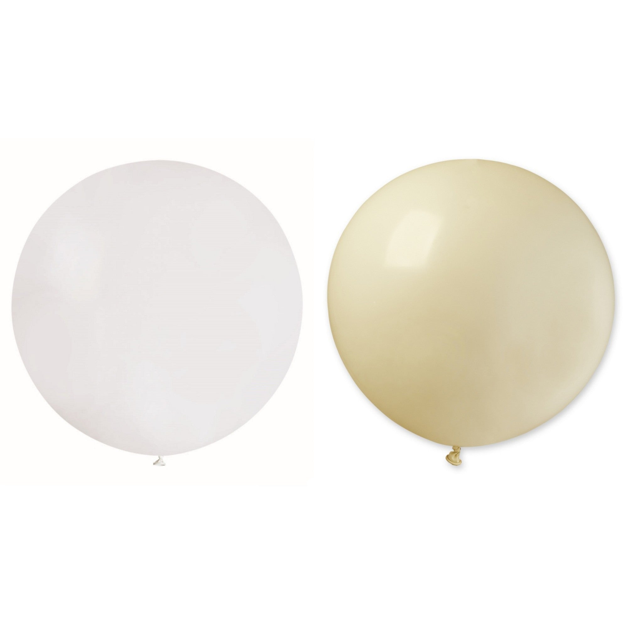 Set 2 Baloane din Latex, ANGELBEAR, Model Party Jumbo, 90 cm, Alb si Bej, 35 g