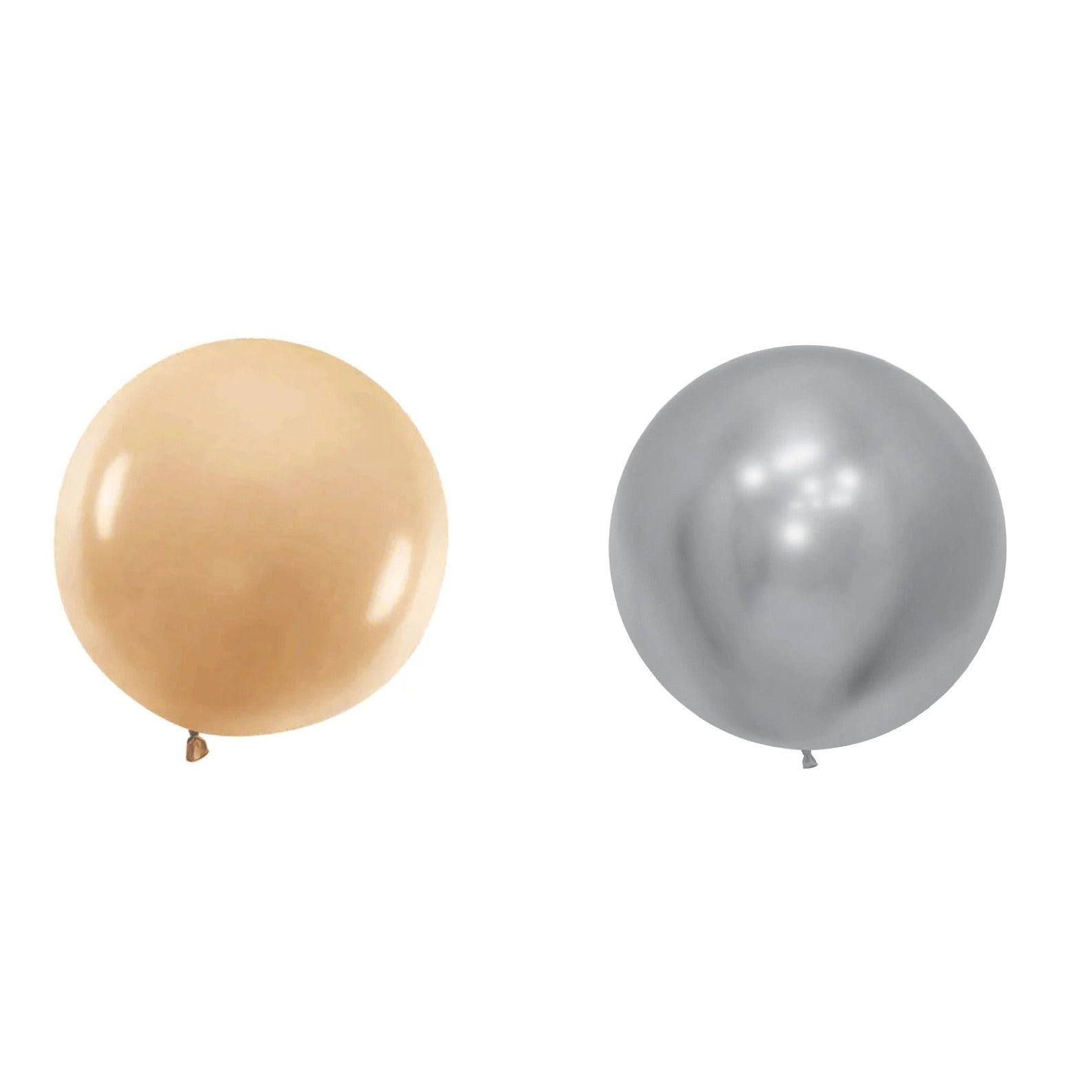 Set 2 Baloane din Latex, ANGELBEAR, Model Party Jumbo, 90 cm, Auriu Argintiu, 35 g