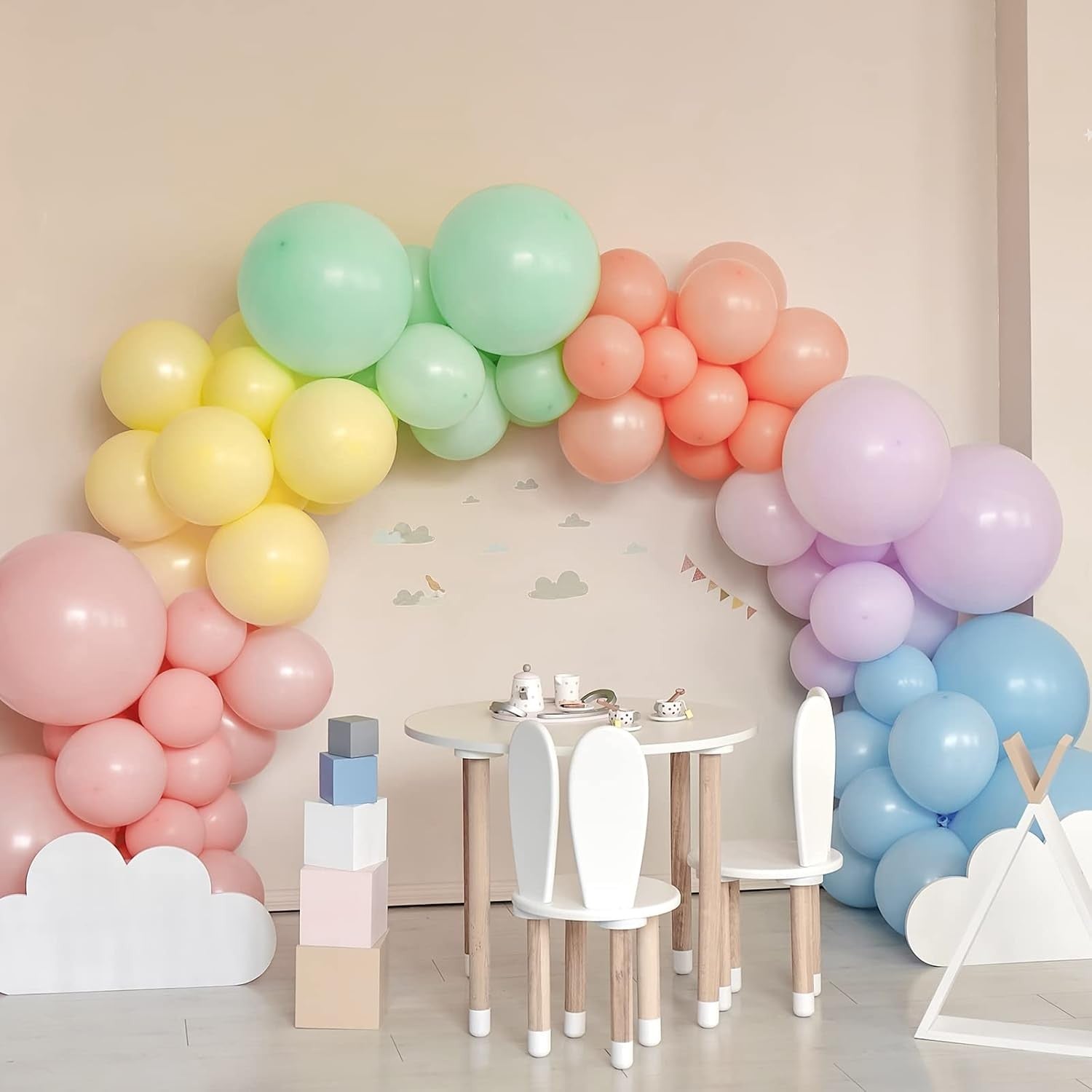 Set 25 Baloane din Latex, ANGELBEAR, Model Party, 13 cm, Multicolore, Culori Pale, 1 g