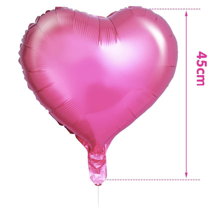 Set 3 Baloane din Folie Metalizata, ANGELBEAR, Figurina Inima, Tema Ziua Indragostitilor, 45 cm, Ambalaj Individual, Pai Inclus, Umflare cu Aer sau Heliu, Roz