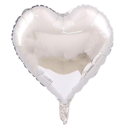 Set 3 Baloane din Folie Metalizata, ANGELBEAR, Figurina Inima, Tema Ziua Indragostitilor, 45 cm, Ambalaj Individual, Pai Inclus, Umflare cu Aer sau Heliu, Albastru/Argintiu