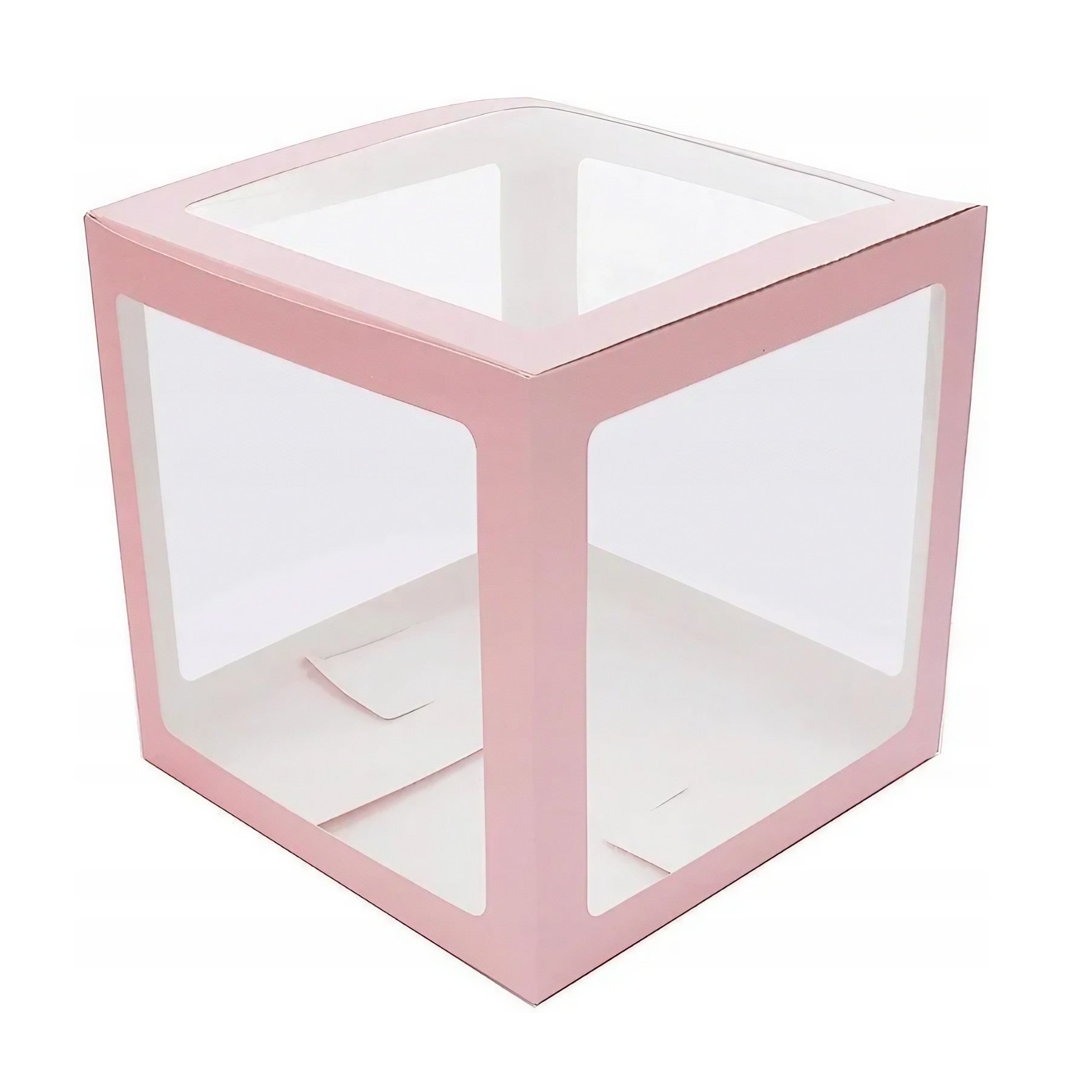 Set 4 Cutii pentru Baloane, ANGELBEAR, Model Scris Love, Tematica Iubire, Cuburi Decorative din Plastic, Accesorii pentru Petrecere, 30 x30 cm, Transparente Contur Roz
