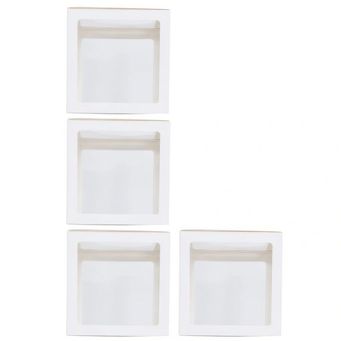 Set 4 Cutii pentru Baloane, ANGELBEAR, Model Simplu, Tematica Aniversare, Cuburi Decorative din Plastic, Accesorii pentru Petrecere, 30 x30 cm, Transparente Contur Alb