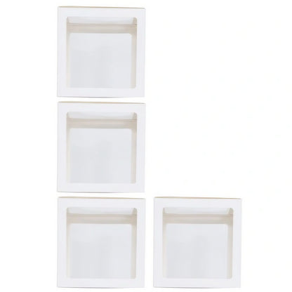 Set 4 Cutii pentru Baloane, ANGELBEAR, Model Simplu, Tematica Aniversare, Cuburi Decorative din Plastic, Accesorii pentru Petrecere, 30 x30 cm, Transparente Contur Alb
