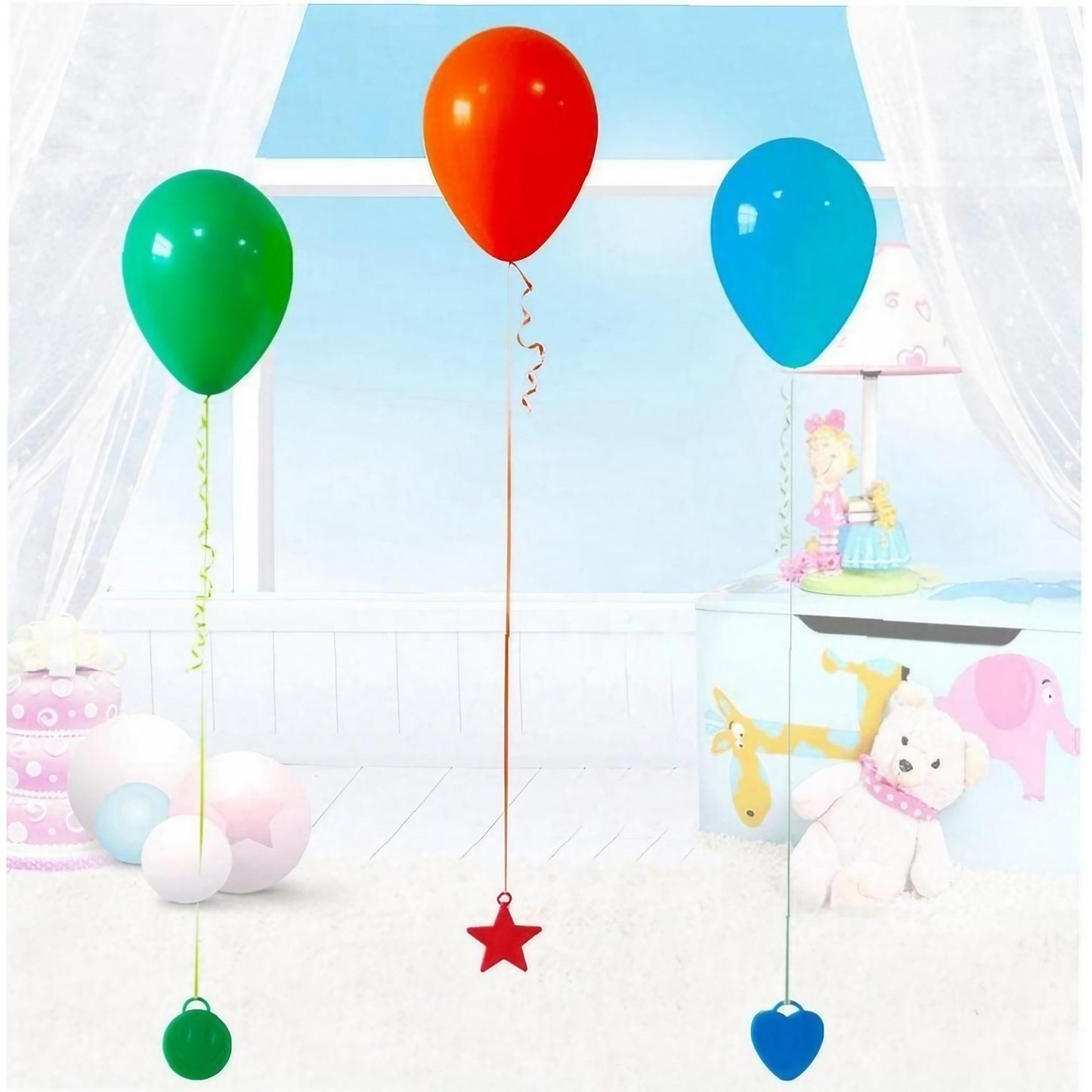 Set 4 Greutati pentru Baloanele cu Heliu, ANGELBEAR, 32 grame, 8 grame Fiecare, Plastic, Forma Stelute, Multicolor