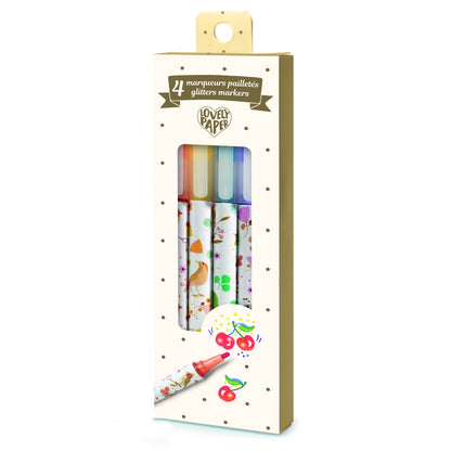 Set 4 markere cu sclipici Tinou, Djeco