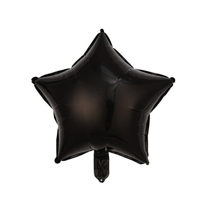 Set 5 Baloane din Folie Metalizata, ANGELBEAR, Figurine, Tema Halloween, Pai Inclus, Ambalaj Individual, Umflare cu Aer sau Heliu, Figurina Craniu 50.5x74 cm, Stelute si Cerculete 45 cm, Alb-Negru