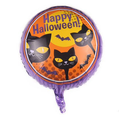 Set 5 Baloane din Folie Metalizata, ANGELBEAR, Figurine, Tema Halloween, Pai Inclus, Ambalaj Individual, Umflare cu Aer sau Heliu, Figurina Pisica 65x49 cm, Stelute si Cerculete 45 cm, Negru