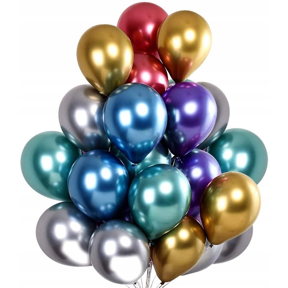 Set 50 Baloane din Latex Chrome, ANGELBEAR, Model Party, 23 cm, Multicolor, 2.2 g