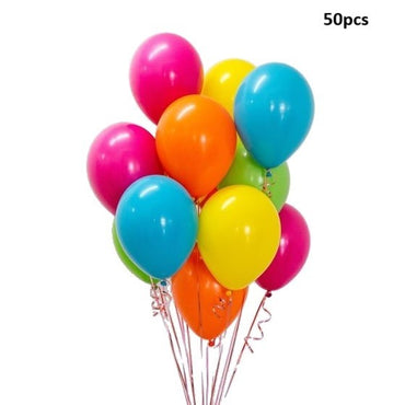 Set 50 Baloane din Latex Metalizate, ANGELBEAR, Model Party, 30 cm, Multicolore, 2.4 g