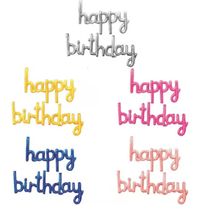 Set Baloane din Folie Metalizata, ANGELBEAR, Model Happy Birthday, 45x85 cm, 45x124cm, Baloane Party, Ambalaj Individual, Pai Inclus, Umflare cu Aer sau Heliu, Roz