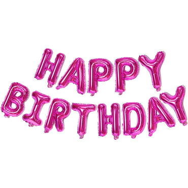 Set Baloane din Folie Metalizata, ANGELBEAR, Model Happy Birthday, Litere de 40 cm, Baloane Party, Ambalaj Individual, Pai, Ata si Adeziv Incluse, Umflare cu Aer sau Heliu, Mov