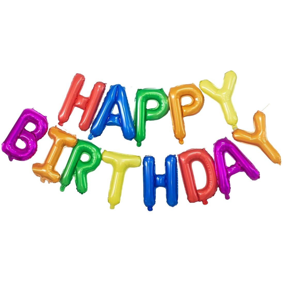 Set Baloane din Folie Metalizata, ANGELBEAR, Model Happy Birthday, Litere de 40 cm, Baloane Party, Ambalaj Individual, Pai, Ata si Adeziv Incluse, Umflare cu Aer sau Heliu, Multicolor