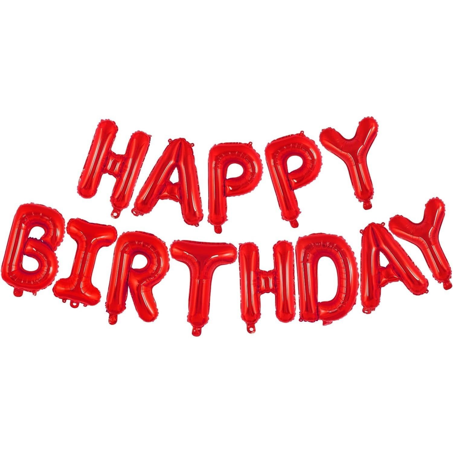 Set Baloane din Folie Metalizata, ANGELBEAR, Model Happy Birthday, Litere de 40 cm, Baloane Party, Ambalaj Individual, Pai, Ata si Adeziv Incluse, Umflare cu Aer sau Heliu, Rosu