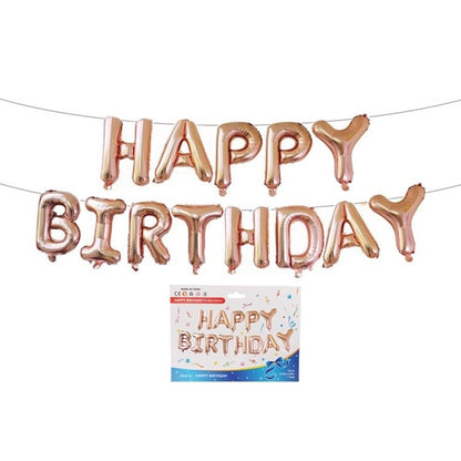 Set baloane folie ANGELBEAR, Happy Birthday, 40 cm, rose gold