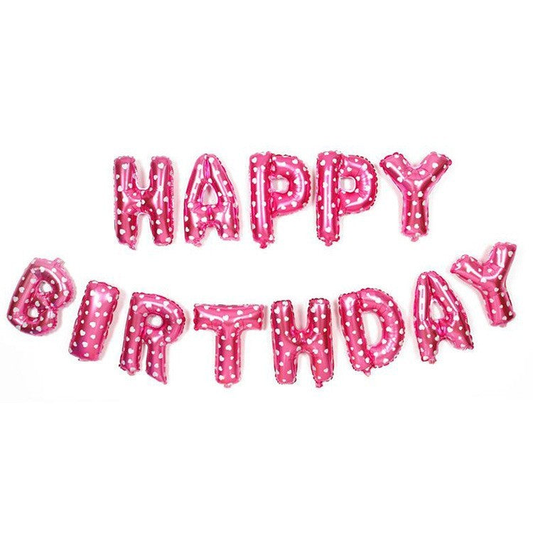 Set 13 Baloane Folie, ANGELBEAR, Tip Ghirlanda, Model Happy Birthday, 40 cm, Roz