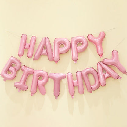 Set 13 Baloane Folie, ANGELBEAR, Tip Ghirlanda, Model Happy Birthday, 40 cm, Roz Deschis