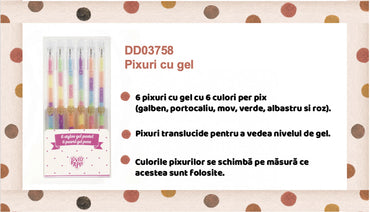 Set fluo roll-gel 6 culori combinate, Djeco