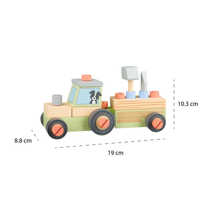 Tractor din lemn de asamblat, Orange Tree Toys